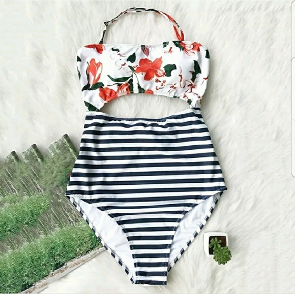 Other - New Gorgeous Floral Stripe Monokini Bikini